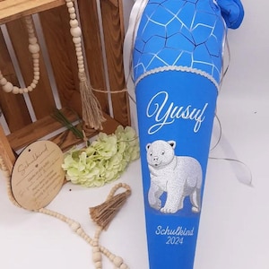 School cone polar bear, school cone made of fabric, boys, candy cone made of fabric