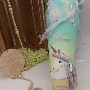 Cartable licorne avec crinière 3D, couleurs pastel, adapté au sac à sucre Ergobag Magic Bear World en tissu