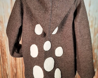 Deer design fulled jacket - unlined version, size 68 to 134; 100% virgin wool; wide range of colours, fulled clothing for children
