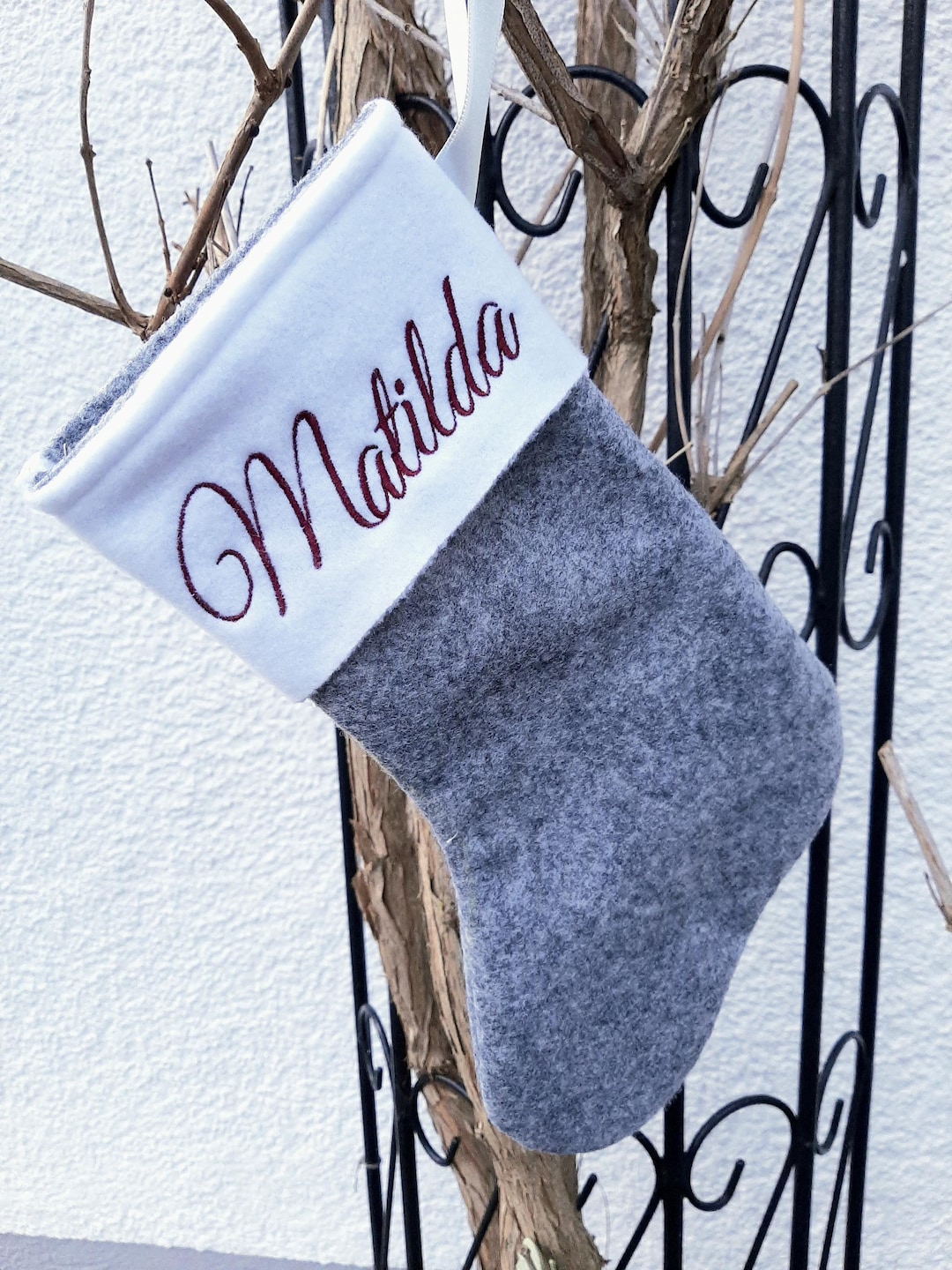 Name Patterns Boot Personalized Santa Boot With Name | Hand-sewn | Handmade Santa Stocking ...
