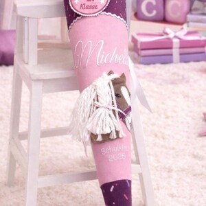 Schultüte Pferd, passend zum Ergobag NussknackBär, Stoff-Schultüte, 3D-Stickerei