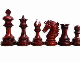 Wellington Luxury Wooden Chess Pieces 4.4" in Budrosewood/Boxwood
