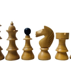 Austrian Black Wooden Chess Pieces 4&quot; With Storage Box