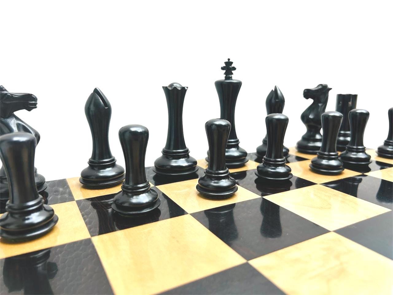 Pezzi Degli Scacchi In Legno Ebanizzato E Bosso - Serie American Staunton 4,1 King