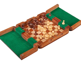 Zestaw podróżnych szachów magnetycznych Ultimate z drewna 7,5"x7,5"