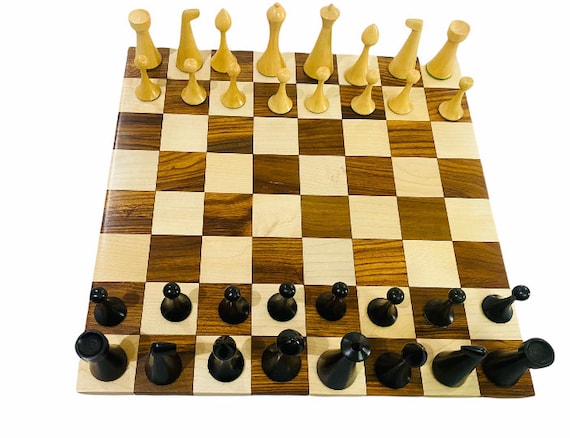 Gewichteter ebonised Buchsbaum 3,6" Herman Ohme Minimalist Chess Pieces Only 