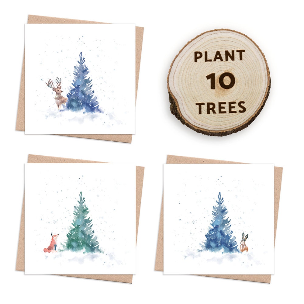 Plant 10 Trees Eco Christmas Card Pack. Recycled Christmas Etsy