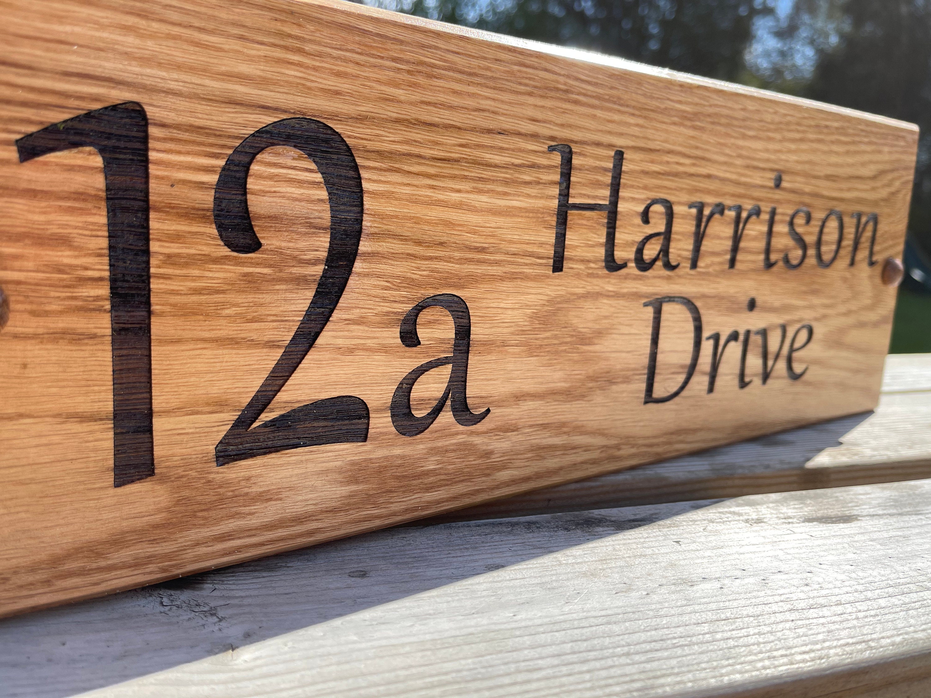 Custom Solid Wooden Oak House Name Sign House Name and Number Etsy