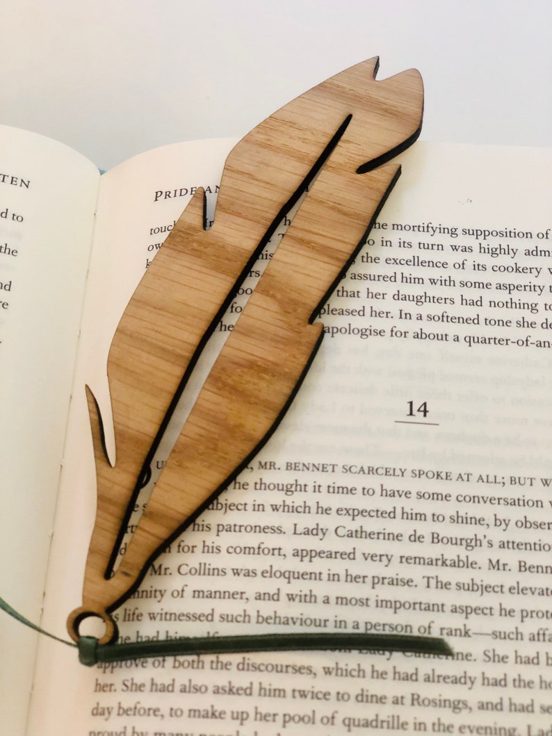 Wooden Bookmark Feather Bookmark Gift for her Book lover Etsy