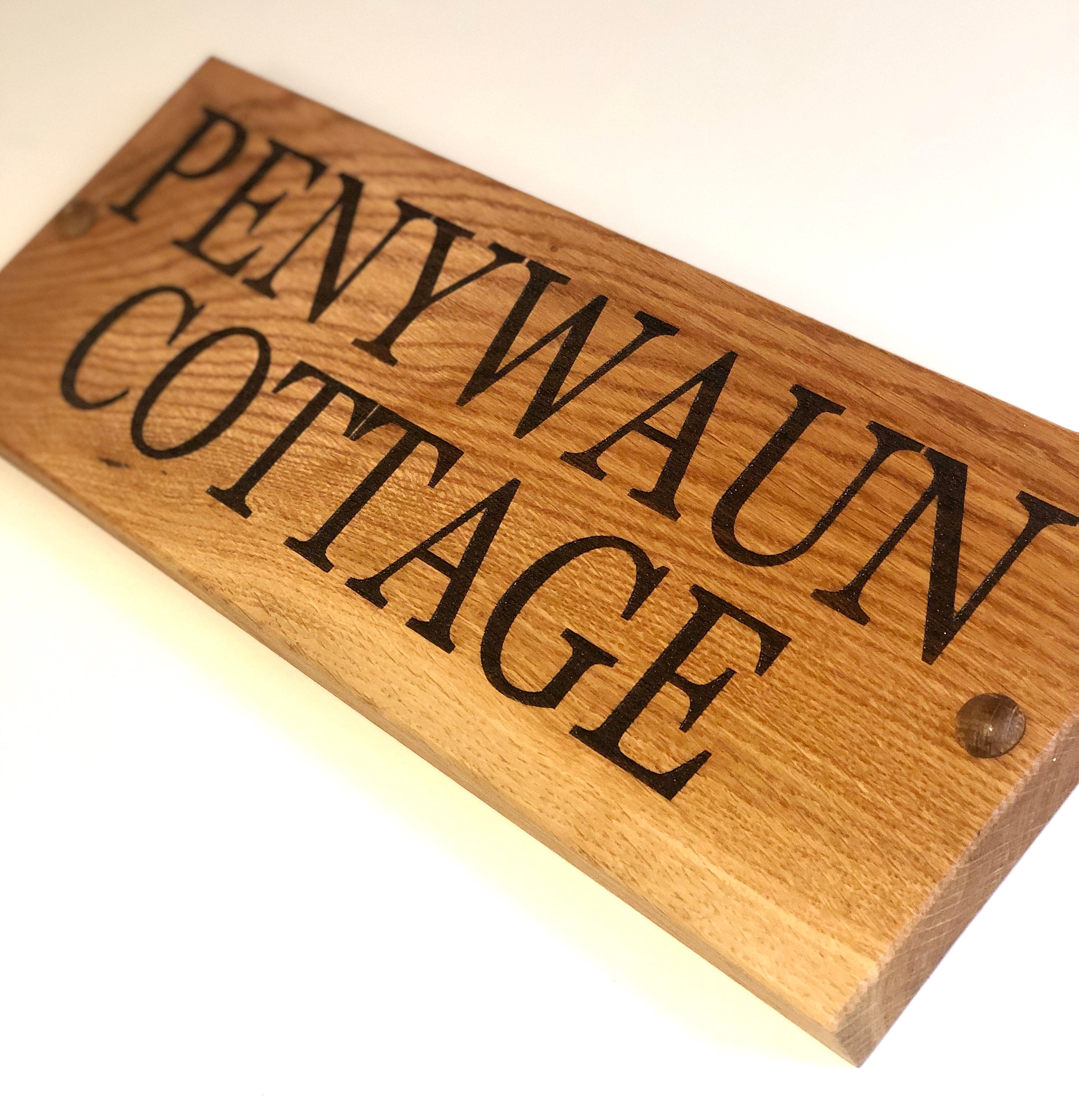 Custom Solid Wooden Oak House Name Sign Etsy