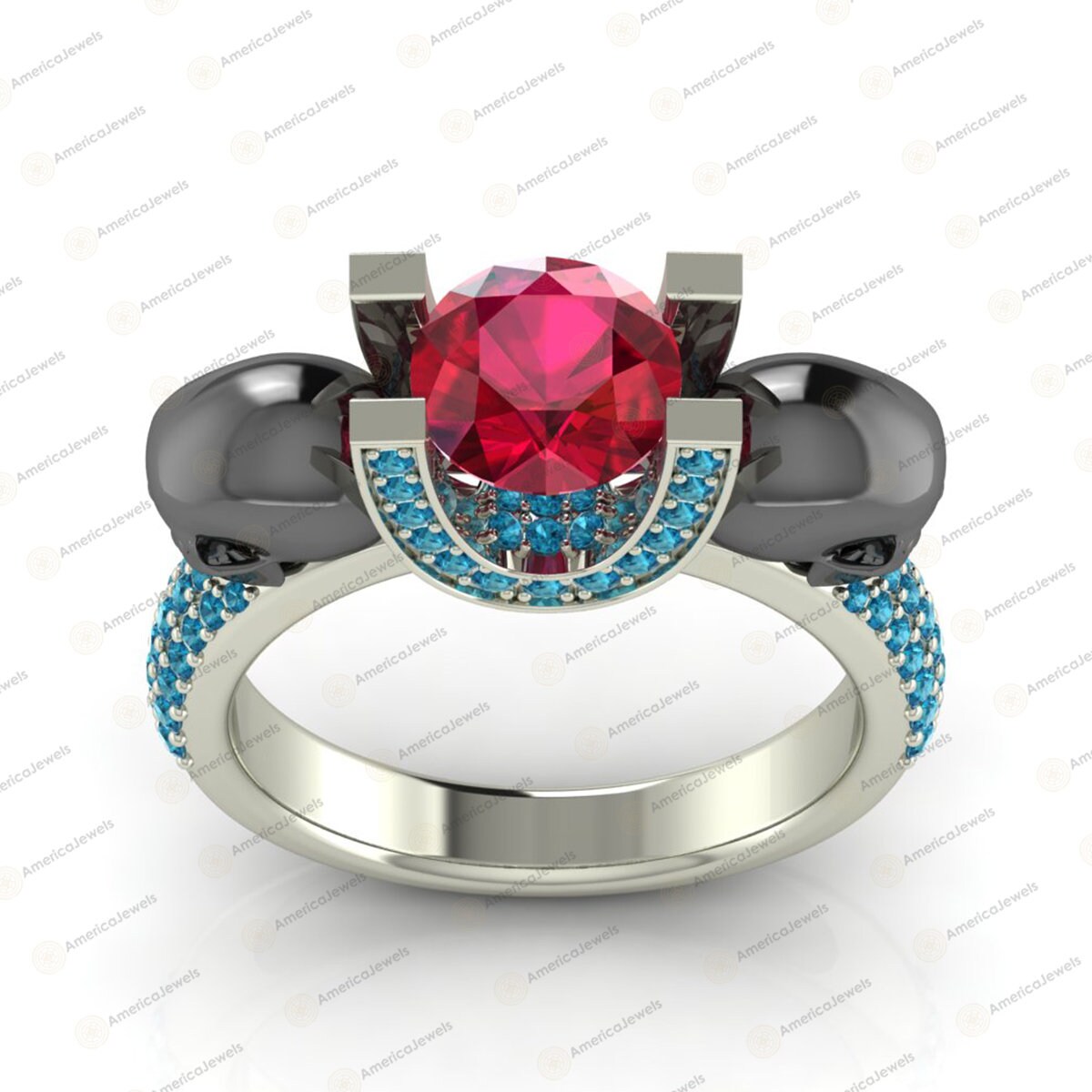 Gothic Engagement Ring 2.35Ct Round Cut Pink Sapphire Two Etsy