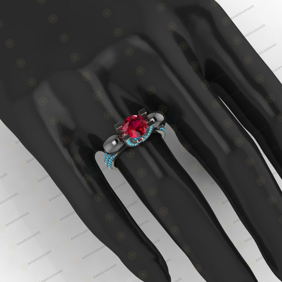 Gothic Engagement Ring 2.35ct Round Cut Pink Sapphire Two Etsy