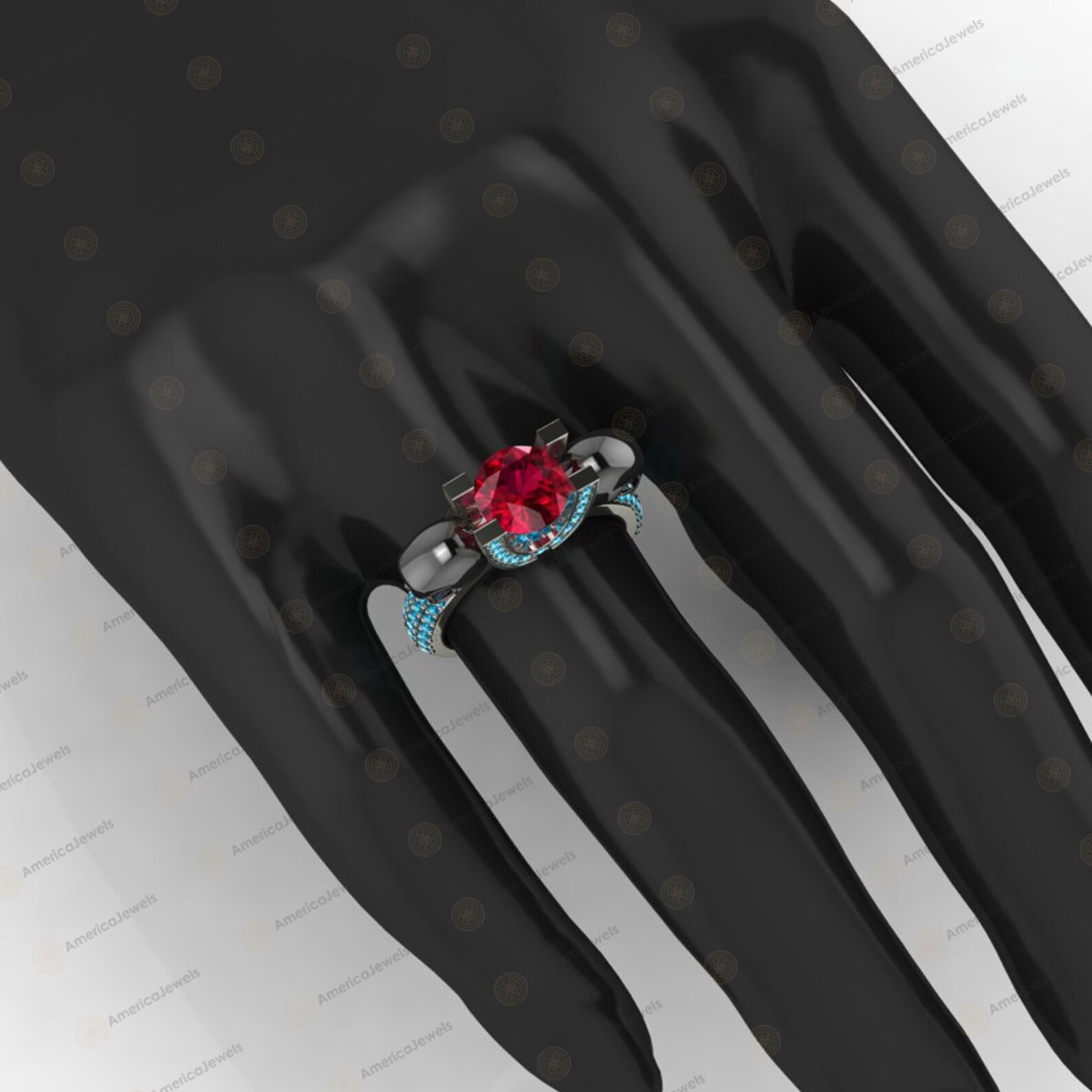 Gothic Engagement Ring 2.35ct Round Cut Pink Sapphire Two Etsy