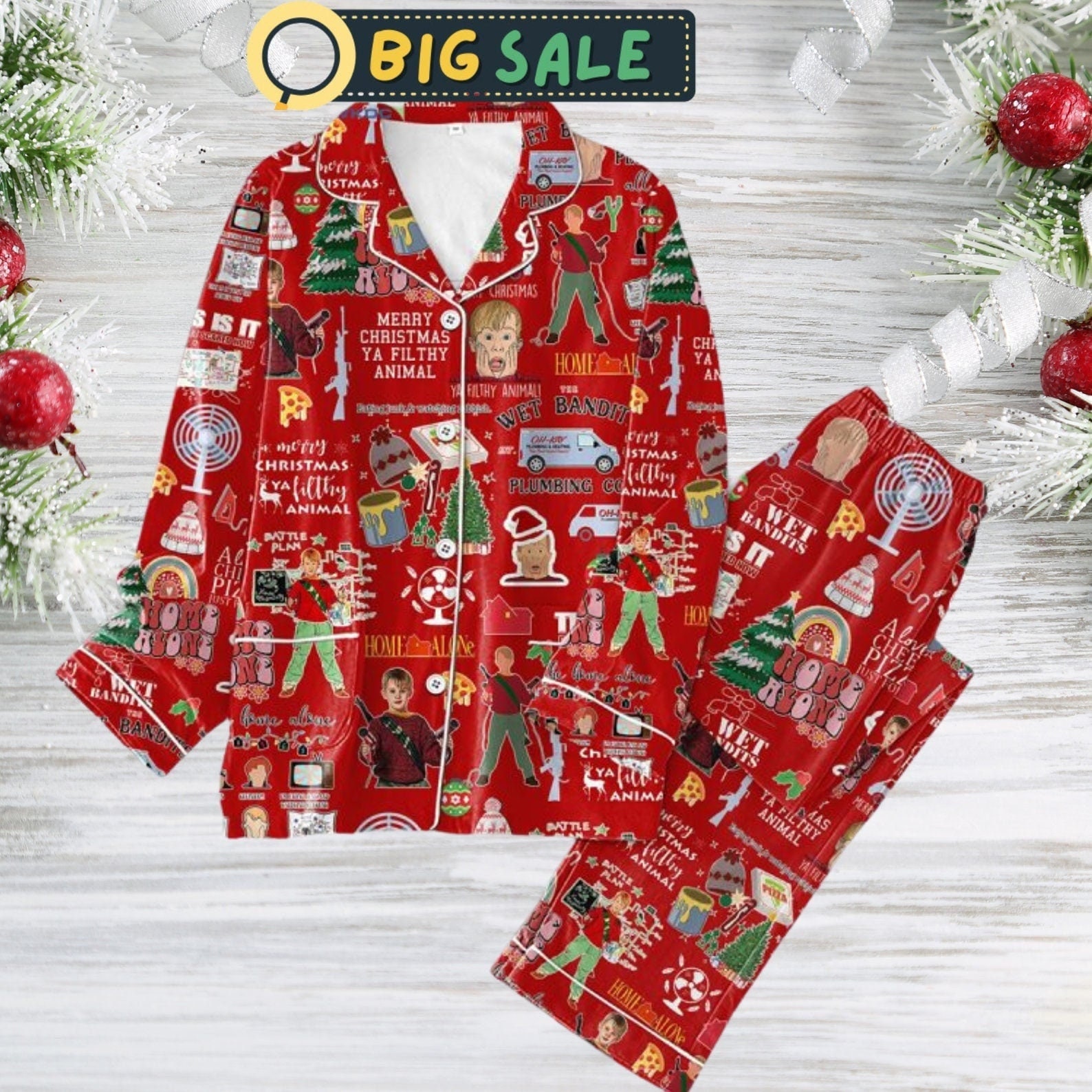 Discover Home Al0ne Christmas Movie Pajamas Set For Adult And Kid, Vintage Movie Christmas Family Set, Pajamas for Party, Women's Pajamas