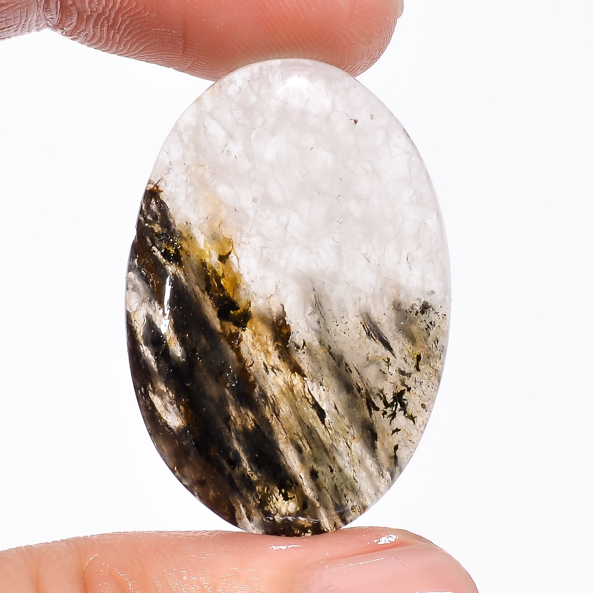 Black Moss Agate Terrific Top Grade Quality 100% Natural Oval | Etsy