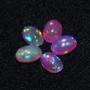 Opal, Natural Ethiopian Opal Oval Cabochon, Pink Opal Gemstone Lot, Multi Fire Opal, Opal Loose Gemstone For Making Jewelry 6x4x2.5 MM G-730