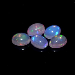 Opal, Natural Ethiopian Opal Oval Cabochon, Pink Opal Gemstone Lot, Multi Fire Opal, Opal Loose Gemstone For Making Jewelry 7x5x3.5 MM G-626