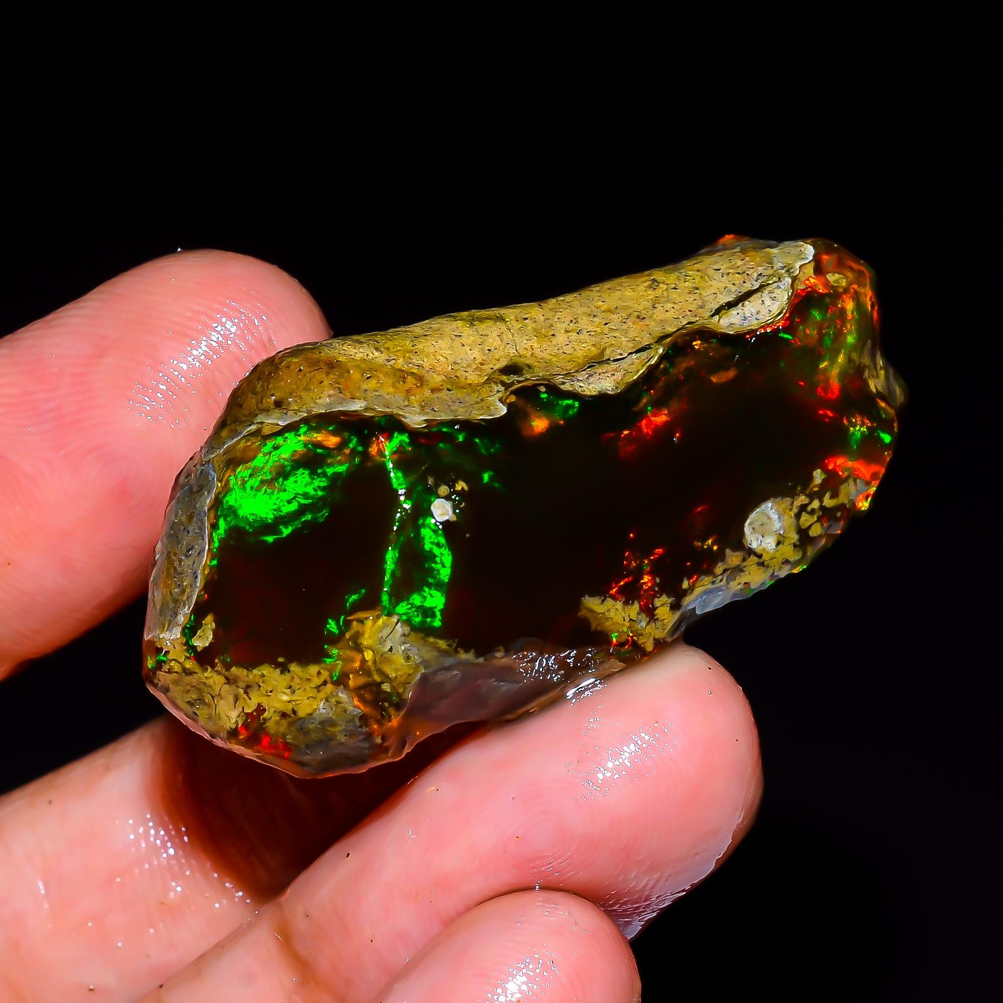 天然エチオピア産オパール原石、ウェロファイアオパール、オパール原石