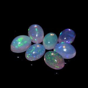 Opal, Natural Ethiopian Opal Oval Cabochon, Pink Opal Gemstone Lot, Multi Fire Opal, Opal Loose Gemstone For Making Jewelry 6x4x2.5 MM G-627