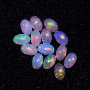 Opal, Natural Ethiopian Opal Oval Cabochon, Pink Opal Gemstone Lot, Multi Fire Opal, Opal Loose Gemstone For Making Jewelry, 5x3x2 MM G-674