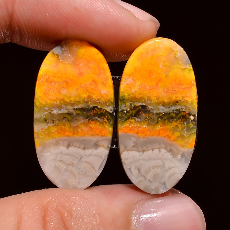 For Making Earrings 23.5 Ct 26X13X4mm J-2477 Attractive 100/% Natural Bumble Bee Jasper Oval Shape Cabochon Loose Gemstone