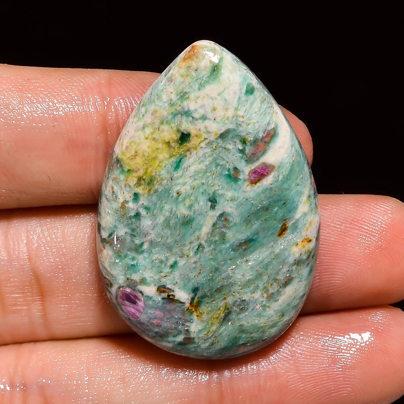 Attractive Top Grade Quality 100/% Natural Ruby Fuchsite Pear Shape Cabochon Loose Gemstone For Making Jewelry 53 Ct 37X26X7 mm J-3277