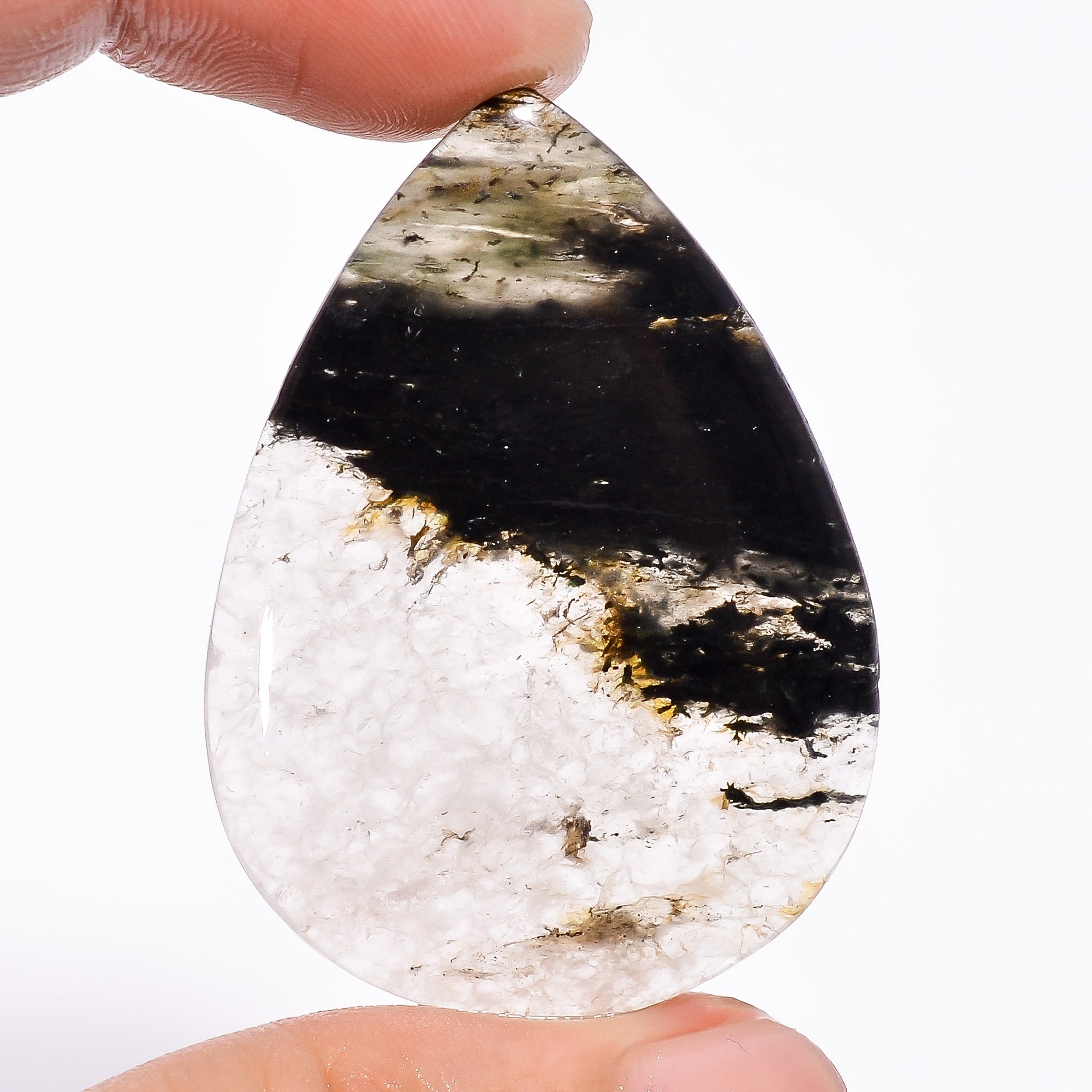 Black Moss Agate Awesome Top Grade Quality 100% Natural Pear | Etsy