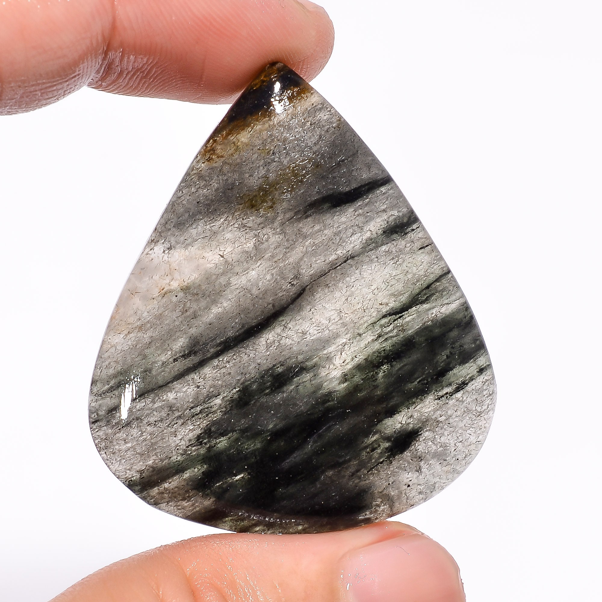 Black Moss Agate Unique Top Grade Quality 100% Natural Pear | Etsy