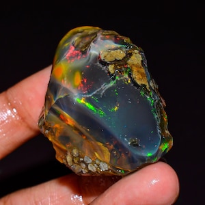 Opal Rough, Natural Ethiopian Fire Opal Rough, Welo Fire Oil Opal Raw, Opal Flashy Fire Specimens Opal, Crystal Opal Raw 190.50 Ct L-1126