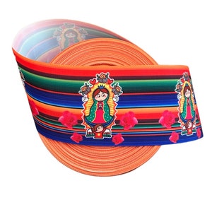 3” Serape ribbon, Virgencita grosgrain ribbon, Virgencita printed ribbon, ribbon for bows, craft supplies, Mexican themed