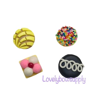 Mexican concha, sprinkled cookies, polymer clay bow centers, Mexican conchas, sprinkled cookie, crafts