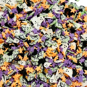 Halloween ghosts polymer clay sprinkles, Halloween stars, Halloween  polymer clay sprinkles, kawaii crafts