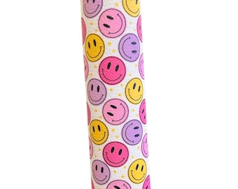 Retro smiley faux leather sheets, Emoji smiley flower faux leather sheets