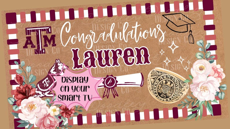 A&M Aggie College Girly Graduation Digital Painted Banner Display ...