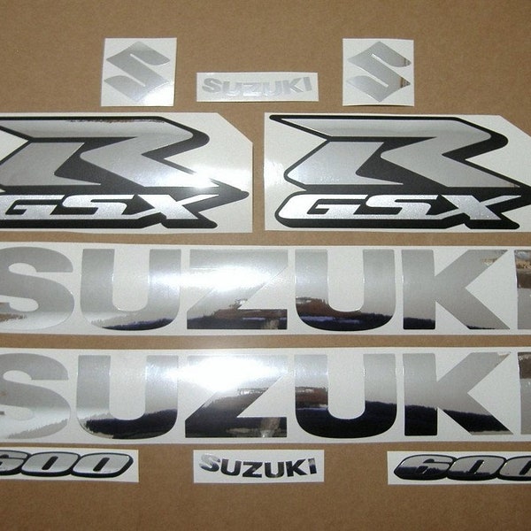 Suzuki GSX-R 600 / 750 / 1000 autocollants de remplacement de miroir argent chromé personnalisés autocollants graphiques adhésifs adesivi pegatinas emblèmes logo k5 k6