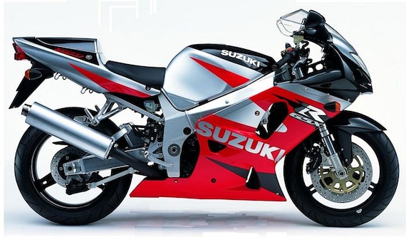 SUZUKI GSX-R 750 CUSTOM NEON RED STICKER SET