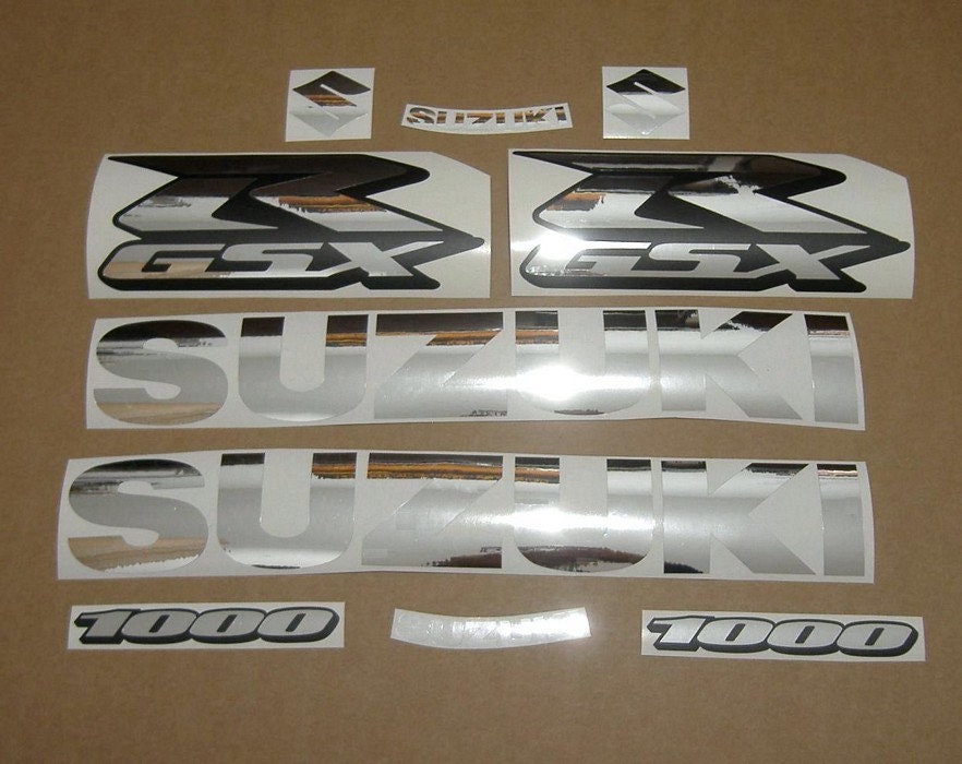 Suzuki GSXR 1000 K3K4 chrome silver customized decals Etsy