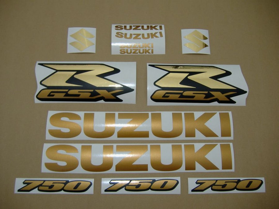 thumbnail image 2 of Raised 3D Chrome Gold Emblem Decal For Suzuki GSX-R GSXR750 Tank Or Fairing (2 Pieces) 2 of 4