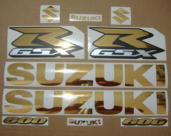 Suzuki GSX-R 600 /750 /1000 chrome mirror gold customized replacement decals kit aftermarket stickers set graphics emblems srad logo k5 k6