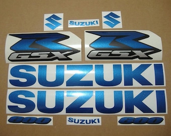 Suzuki GSX-R 600 / 750 / 1000 custom pearl blue replacement decals set stickers graphics metallic emblems logo gsxr gixxer customized srad