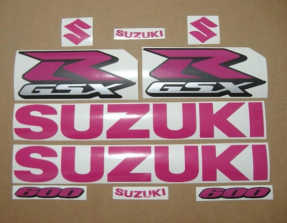 Suzuki GSX-R 600 2004-2005 hot pink replacement decals stickers reproduction graphics restoration adhesivos pegatinas aufkleber logo k4 k5