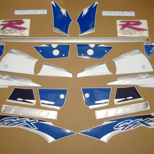 Pro_Bikery Blue Gel Tank Pad + Chromed Red 3D Suzuki GSX-R Emblem Sticker Set – Universal Fit