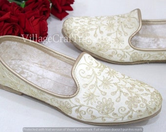 Cream Mens Jutti Sherwani Shoes Men Indian Wedding Jutti Handmade Ethnic Mojari Punjabi Juti