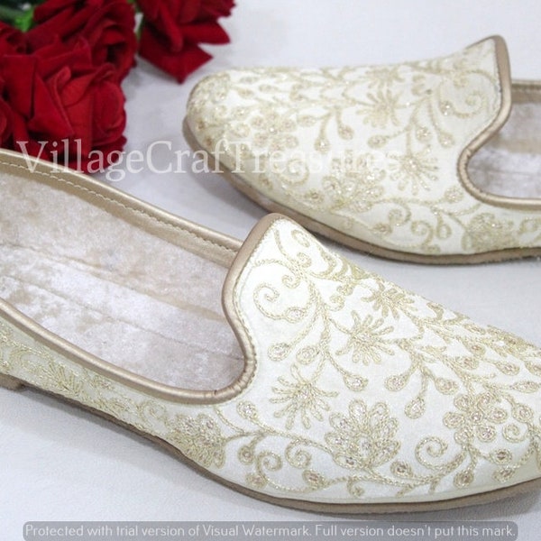 Cream Mens Jutti Sherwani Shoes Men Indian Wedding Jutti Handmade Ethnic Mojari Punjabi Juti