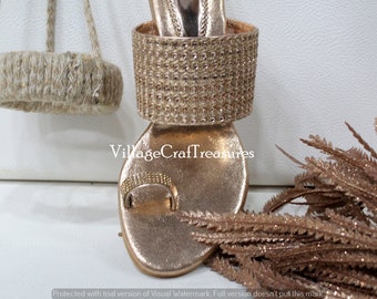 Rose Gold Traditional Sandal Handmade Shoes Indian Shoes Ladies Wedge Heel Sandal Ethnic Shoes