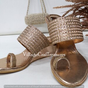 Rose Gold Traditional Sandal Handmade Shoes Indian Shoes - Etsy