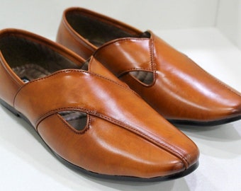 Tan Handmade leather Shoes For Men Wedding Loafer Shoe Shoes for groom