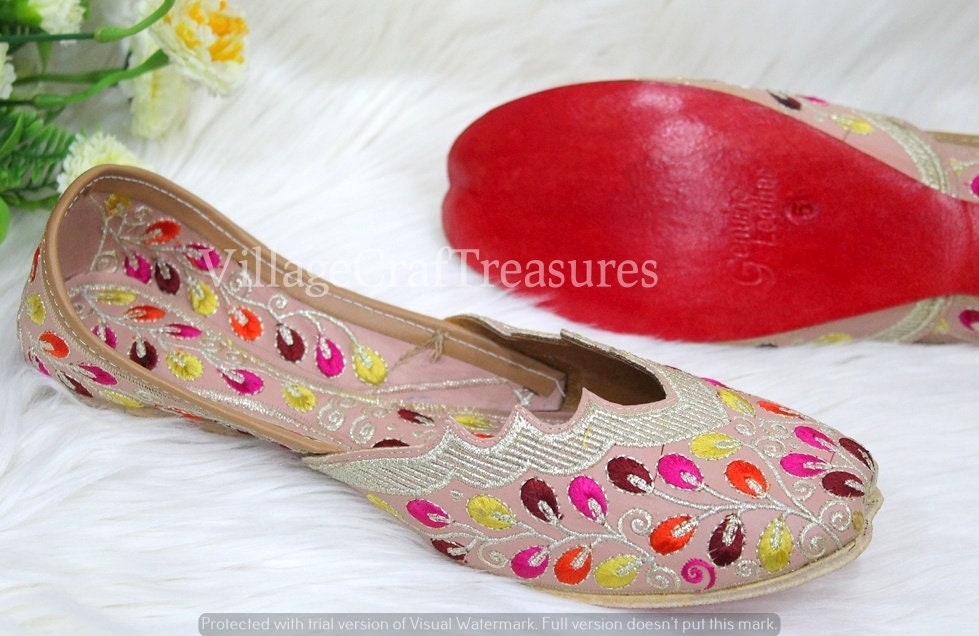 Jutti for Women Handmade Indian Phulkari Shoes Traditional Ethnic