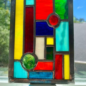 Stained glass abstract panel