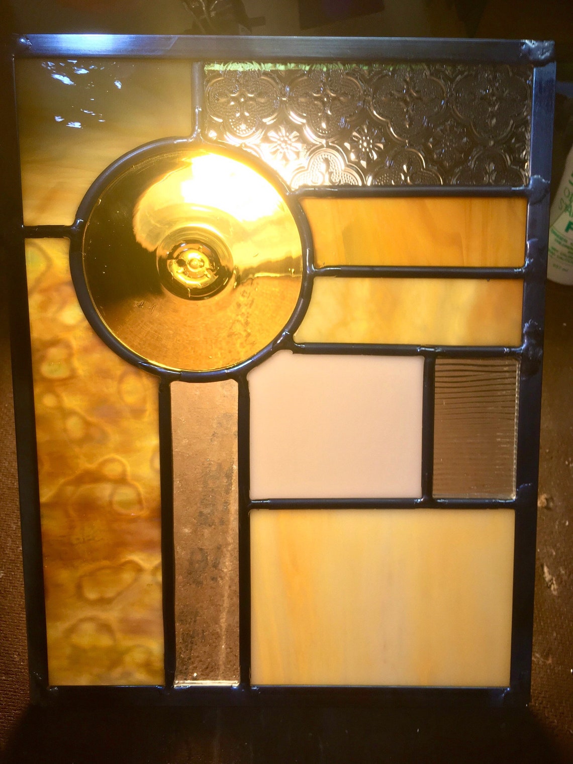 Leaded Glass Mid Century Modern Panel Etsy